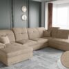 Ecksofa mit schlaffunktion und bettkasten, Schlafsofa, Sofa U Form, Couch U Form BARON stoff Brooklyn