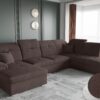 Ecksofa mit schlaffunktion und bettkasten, Schlafsofa, Sofa U Form, Couch U Form BARON stoff Brooklyn