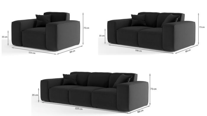 Wohnlandschaft 3+2+1 Sofagarnitur PULA stoff GOBI drei Farben