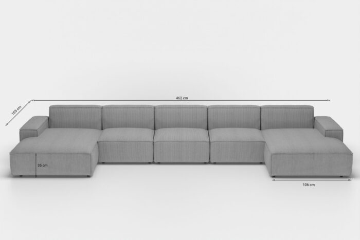Ecksofa, Eckcouch U Extra Large 462cm PULA stoff SCALA