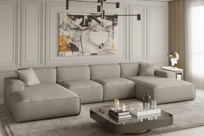 Ecksofa U Medium Eckcouch 379cm PULA stoff Opera Velvet