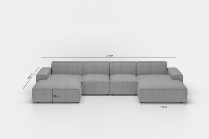 Ecksofa U Eckcouch 342cm Large Medium PULA stoff Perfect Harmony