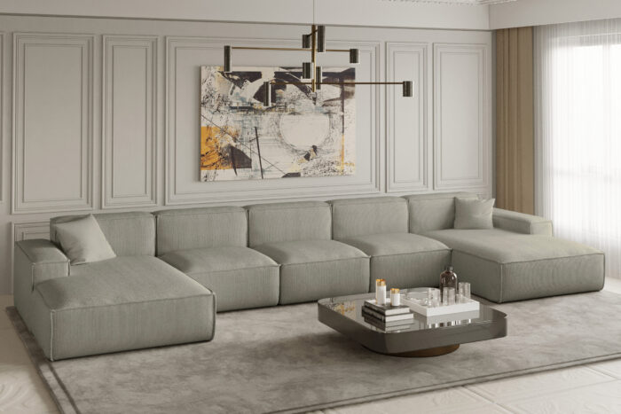 Ecksofa, Eckcouch U Extra Large 462cm PULA stoff SCALA