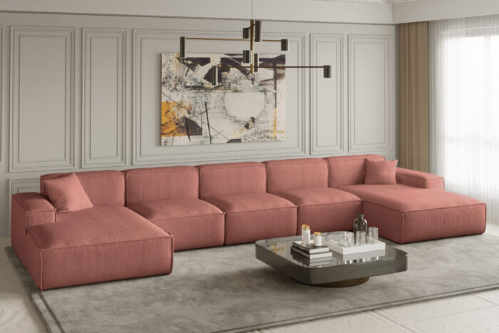 Ecksofa, Eckcouch U Extra Large 462cm PULA stoff SCALA