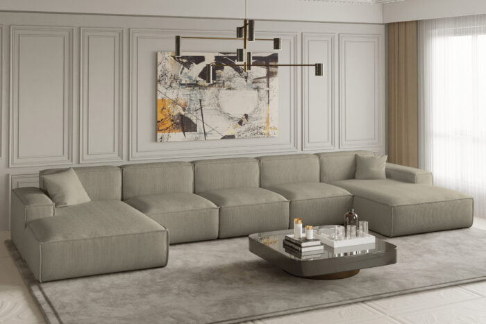 Ecksofa, Eckcouch U Extra Large 462cm PULA stoff SCALA