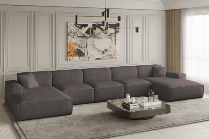 Ecksofa, Eckcouch U Extra Large 462cm PULA stoff SCALA