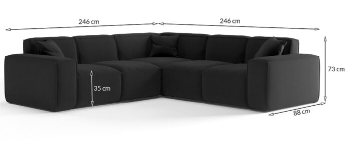 Ecksofa Eckcouch Corner 246cm Gestepptes Eckcouch PULA stoff Antic