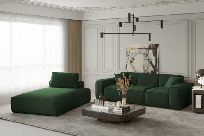 Sofagarnitur Sofa dreisitzer und Chaiselongue PULA Stoff Opera