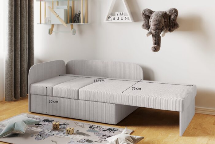Kinderbett Kindersofa mit schlaffinktion und bettkasten Betty wachsendes Bett Links/Rechts