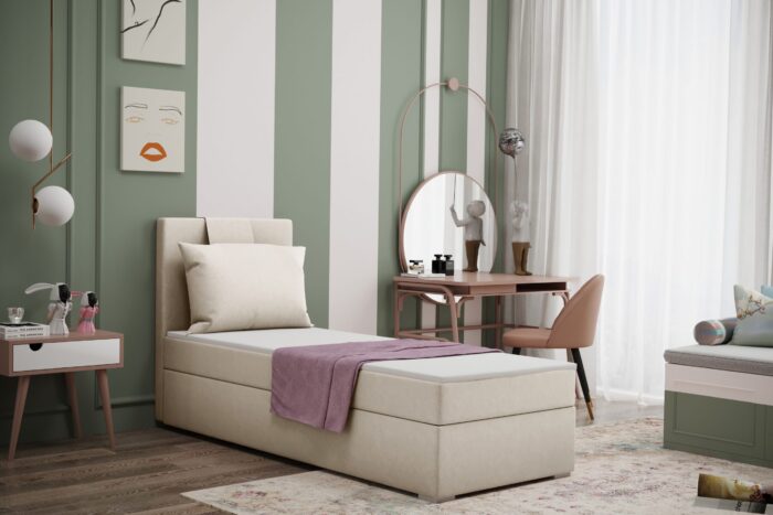 Boxspringbett mit bettkasten matratze topper AMANDA 80/90/100 cm viele farben