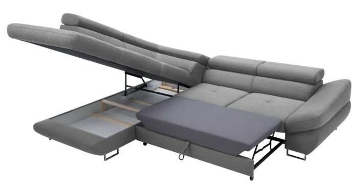 Couchgarnitur Ecksofa mit schlaffunktion und bettkasten FABIO stoff Soro