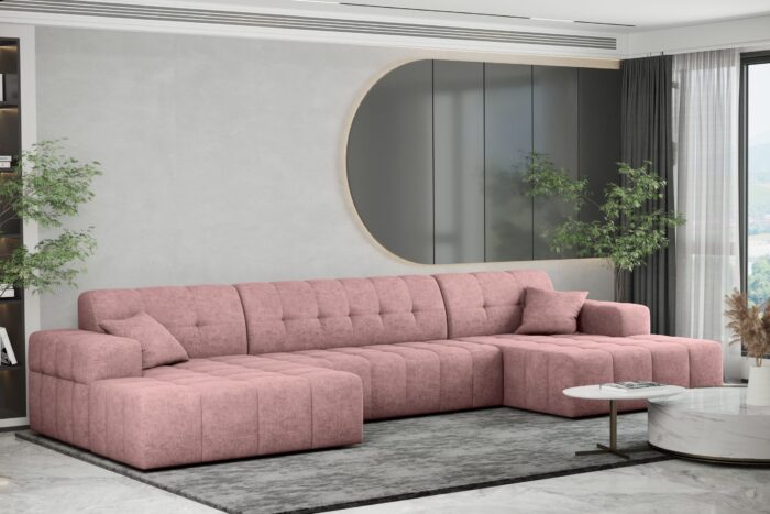Ecksofa U-form Sofa U-form Wohnzimmer NIMES stilvol viele farben Stoff Perfect Harmony