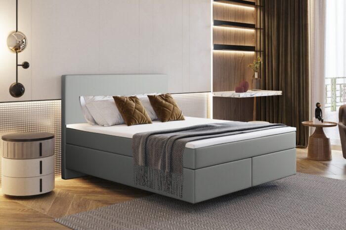 Boxspringbett mit zwei matratze und topper SEVI stoff Madryt