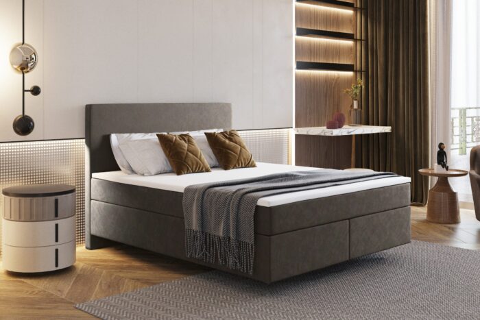 Boxspringbett mit zwei matratze und topper SEVI stoff Monolith