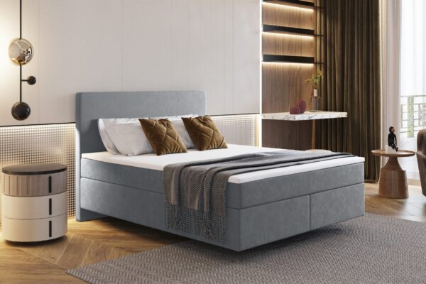 Boxspringbett mit zwei matratze und topper SEVI stoff Monolith