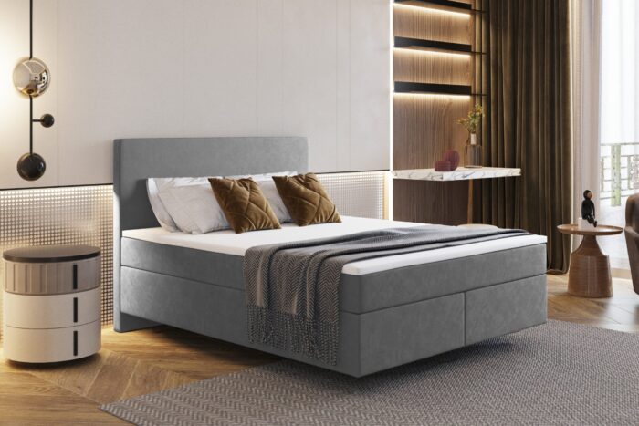 Boxspringbett mit zwei matratze und topper SEVI stoff Monolith