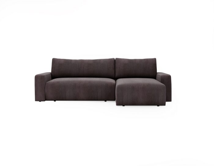 Ecksofa mit schlaffunktion und bettkasten, Couch L form, Schlaffunktion ARAGON Dicker Cord Braun
