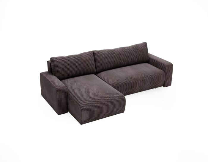 Ecksofa mit schlaffunktion und bettkasten, Couch L form, Schlaffunktion ARAGON Dicker Cord Braun