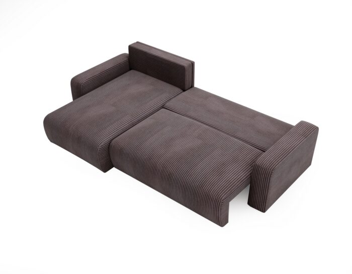 Ecksofa mit schlaffunktion und bettkasten, Couch L form, Schlaffunktion ARAGON Dicker Cord Braun