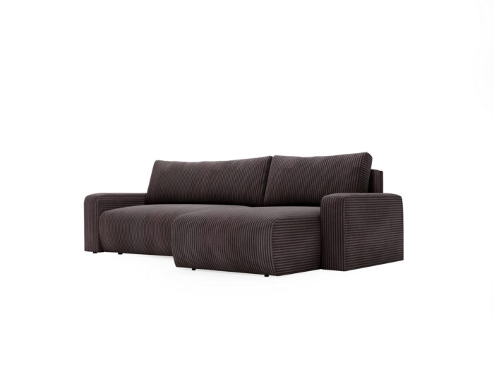 Ecksofa mit schlaffunktion und bettkasten, Couch L form, Schlaffunktion ARAGON Dicker Cord Braun