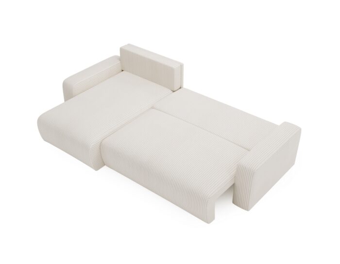 Ecksofa mit schlaffunktion und bettkasten, Couch L form, Schlaffunktion ARAGON Dicker Cord Ecru