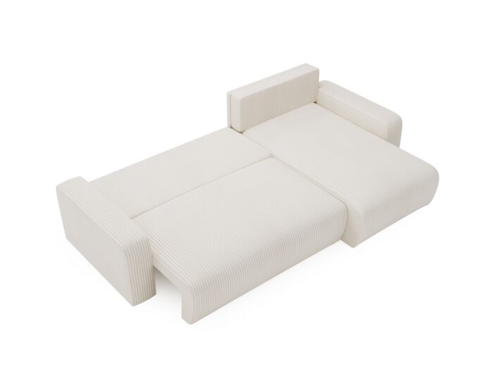 Ecksofa mit schlaffunktion und bettkasten, Couch L form, Schlaffunktion ARAGON Dicker Cord Ecru