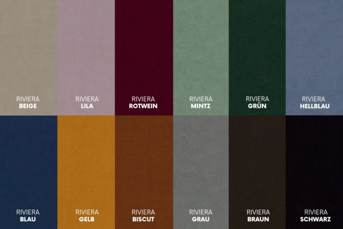 Boxspringbett mit bettkasten matratze topper MANILA viele Größen und viele Farben stoff Riviera