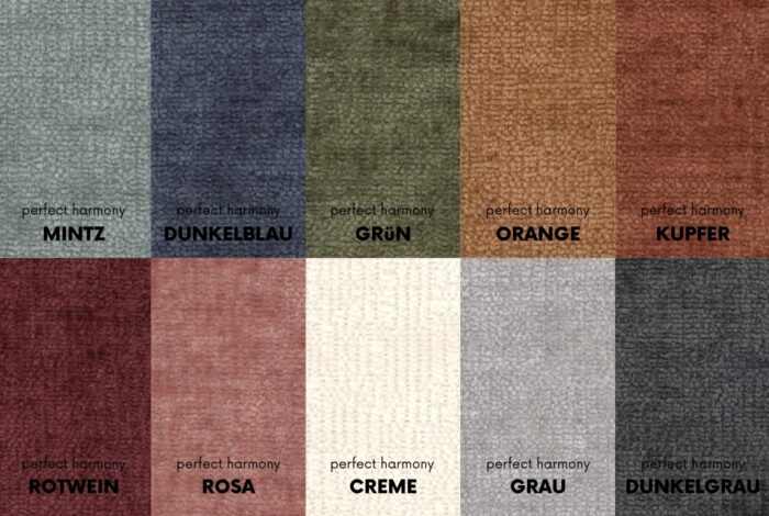 Sofagarnitur 3+2+1 Wohnlandschaft serie NIMES stilvol viele farben Stoff Perfect Harmony