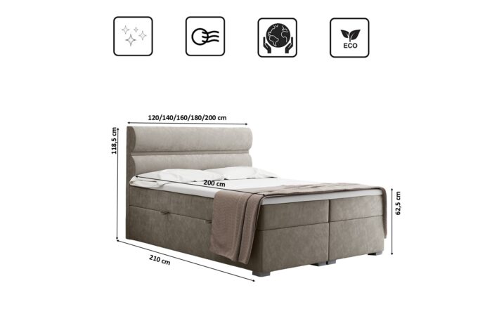 Boxspringbett mit bettkasten matratze topper, Doppelbett VERA stoff Riviera