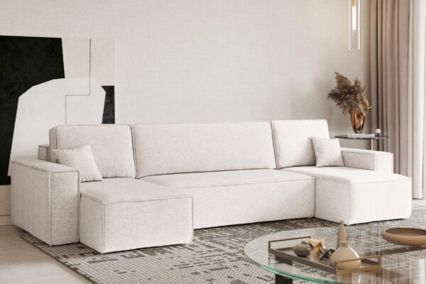 Ecksofa mit schlaffunktion und bettkasten, Sofa U-form, Couch U-form BEST stoff Neve