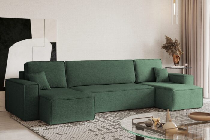Ecksofa mit schlaffunktion und bettkasten, Sofa U-form, Couch U-form BEST stoff Neve
