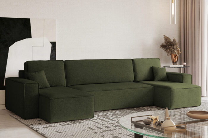 Ecksofa mit schlaffunktion und bettkasten, Sofa U-form, Couch U-form BEST stoff Neve