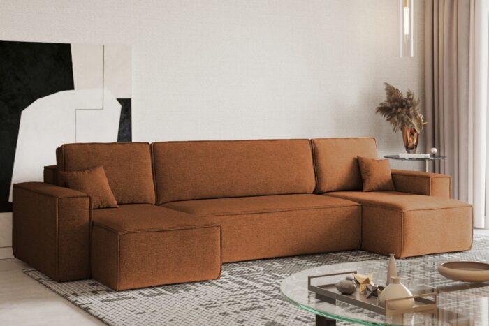 Ecksofa mit schlaffunktion und bettkasten, Sofa U-form, Couch U-form BEST stoff Neve