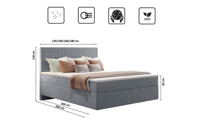 Boxspringbett mit zwei matratze und topper SEVI V stoff Monolith