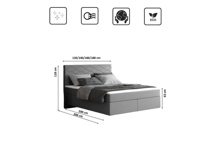 Boxspringbett mit zwei matratze und topper SEVI III stoff Opera