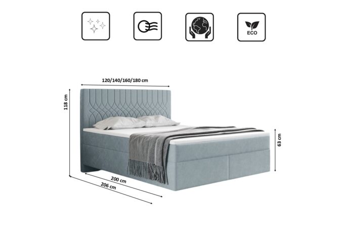 Boxspringbett mit zwei matratze und topper SEVI IV stoff Opera