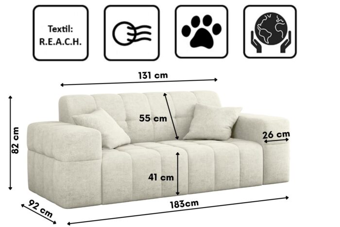 Sofa 2 sitzer Couch serie NIMES stilvol viele farben Stoff Perfect Harmony