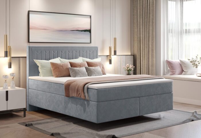 Boxspringbett mit zwei matratze und topper SEVI V stoff Monolith