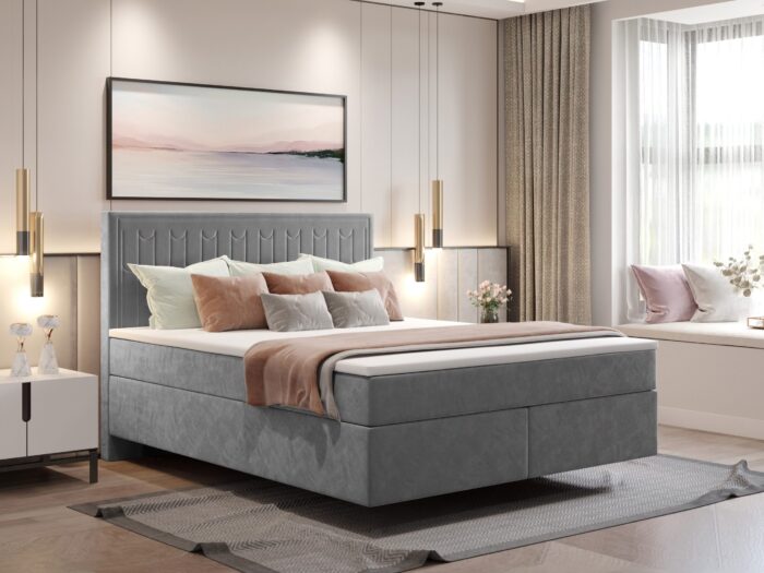 Boxspringbett mit zwei matratze und topper SEVI V stoff Monolith