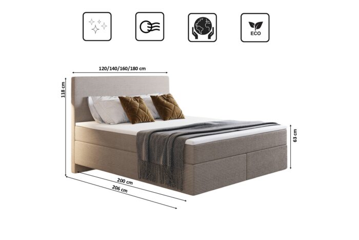 Boxspringbett mit zwei matratze und topper SEVI II stoff Scala