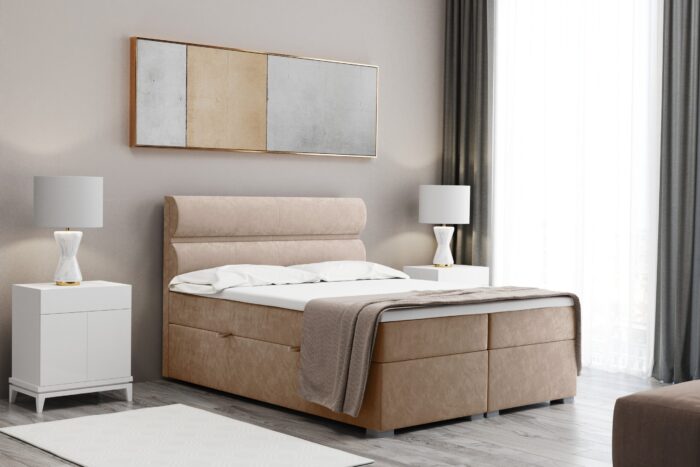 Boxspringbett mit bettkasten matratze topper, Doppelbett VERA stoff Riviera