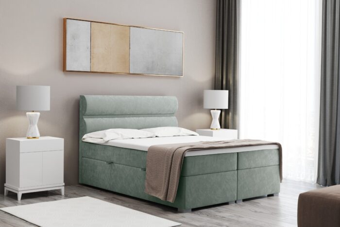 Boxspringbett mit bettkasten matratze topper, Doppelbett VERA stoff Riviera