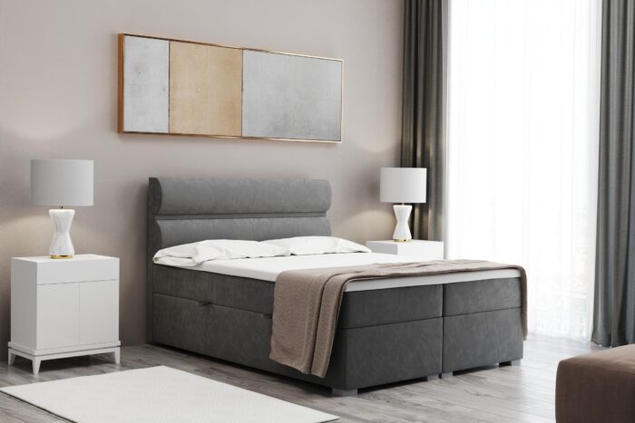 Boxspringbett mit bettkasten matratze topper, Doppelbett VERA stoff Riviera