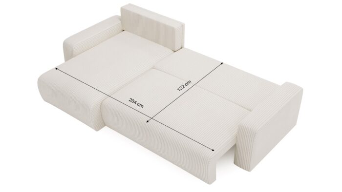 Ecksofa mit schlaffunktion und bettkasten, Couch L form, Schlaffunktion ARAGON Dicker Cord Ecru