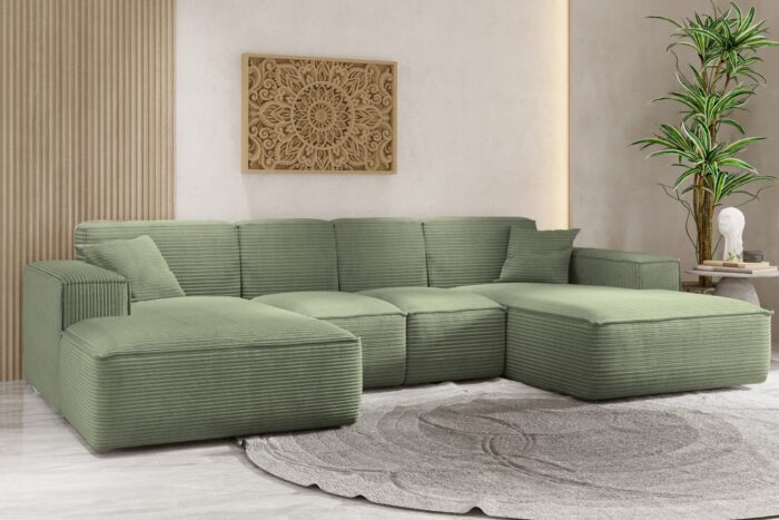 Ecksofa, Eckcouch U form, Wohnzimmer Couch Large 342cm SIENA stoff Poso