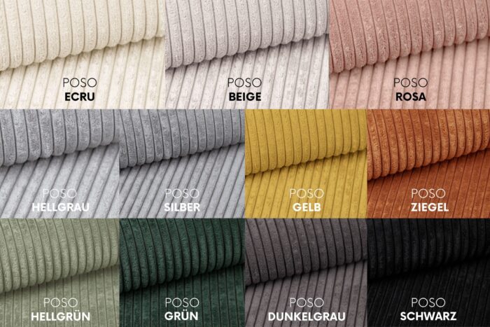 Ecksofa Designer MODENA STUDIO stoff Dicker cord Poso