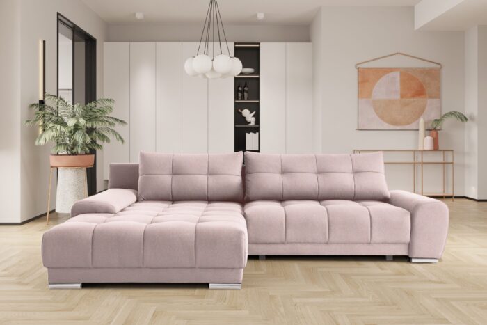 Ecksofa mit schlaffunktion und bettkasten, Eckcouch WAVE stoff SORO vielen Farben