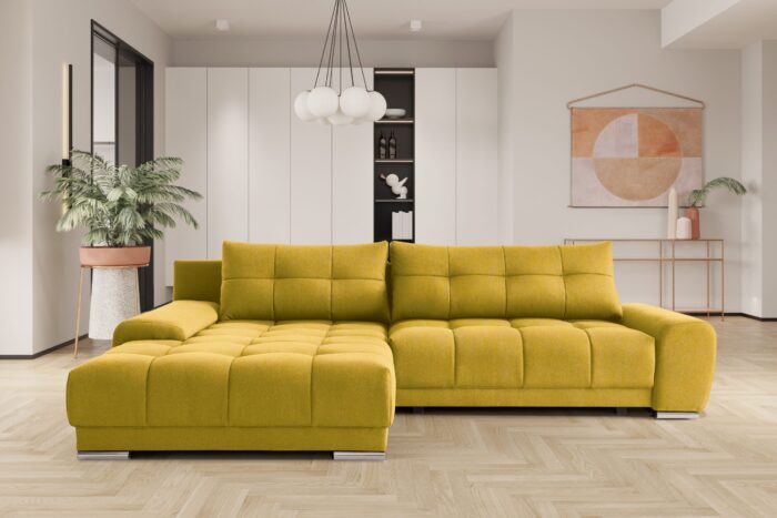 Ecksofa mit schlaffunktion und bettkasten, Eckcouch WAVE stoff SORO vielen Farben