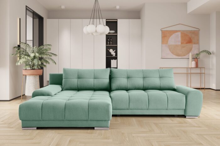 Ecksofa mit schlaffunktion und bettkasten, Eckcouch WAVE stoff SORO vielen Farben