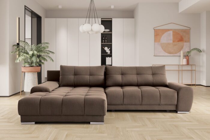 Ecksofa mit schlaffunktion und bettkasten, Eckcouch WAVE stoff SORO vielen Farben